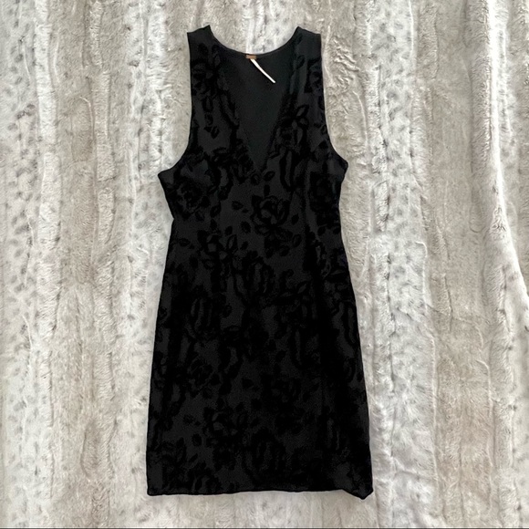 Free People Dresses & Skirts - Free People mini LBD with velvet “lace” detail